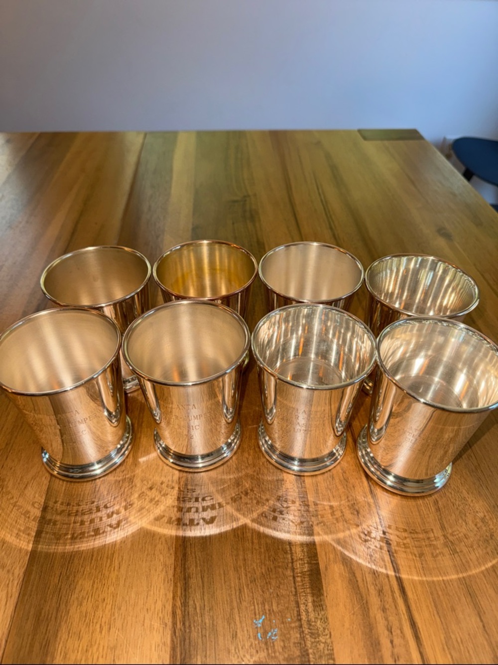 Vintage Mint Julep Cups Set 8 Atlanta Hunter Jumper Classic Sheridan Silverplate - Picture 5 of 17